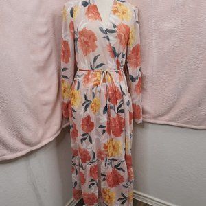 Lulu's Blush Floral Maxi Wrap Dress